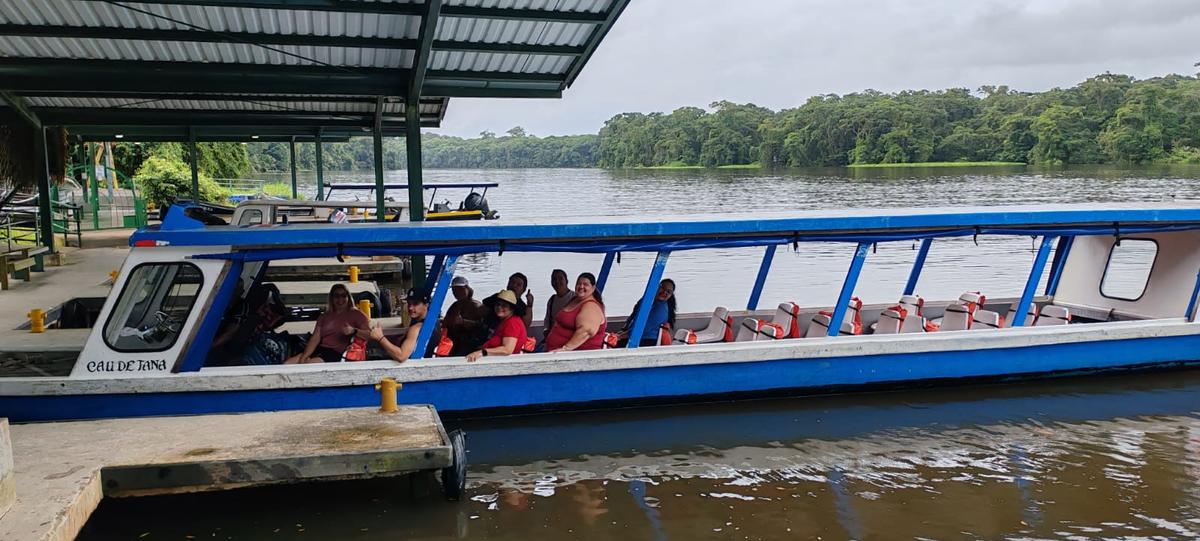 Cocodrilo americano en la orilla del río Tárcoles visto desde el bote del safari